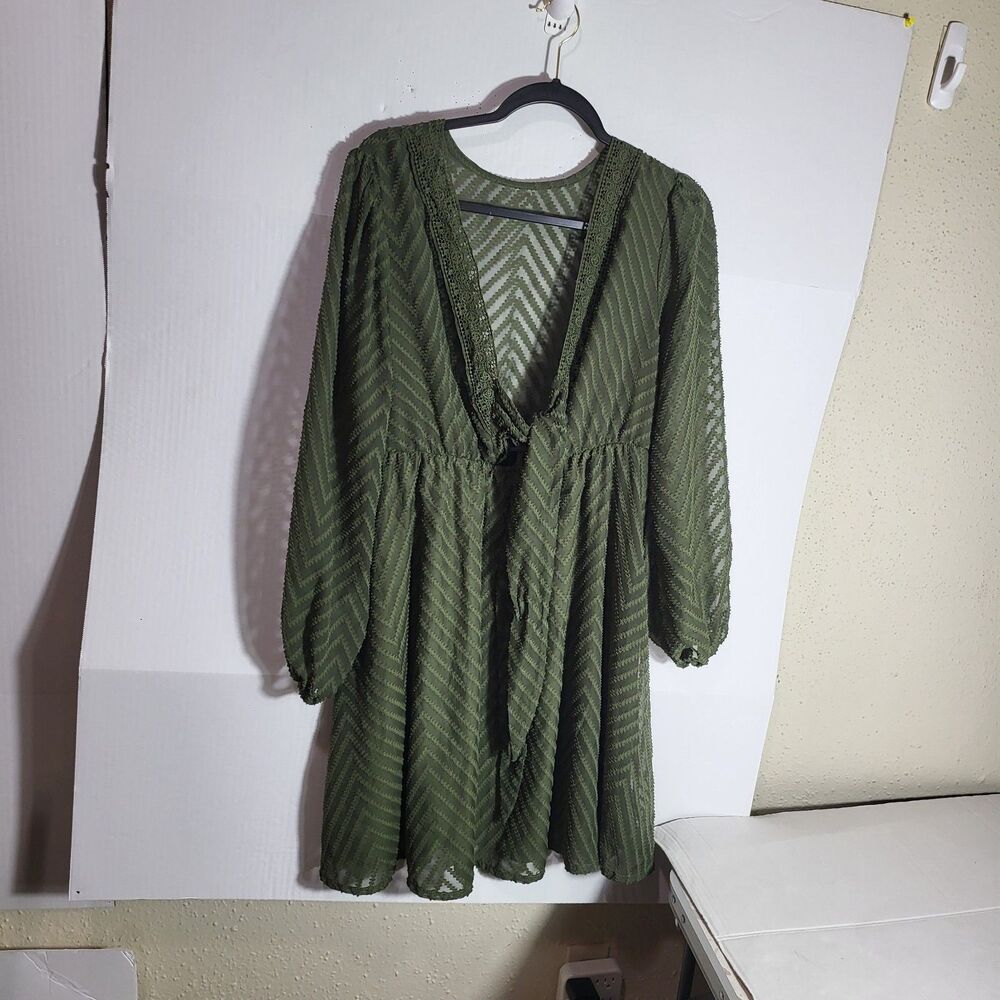 Olive Green Long Sleeve Shein mini dress Medium